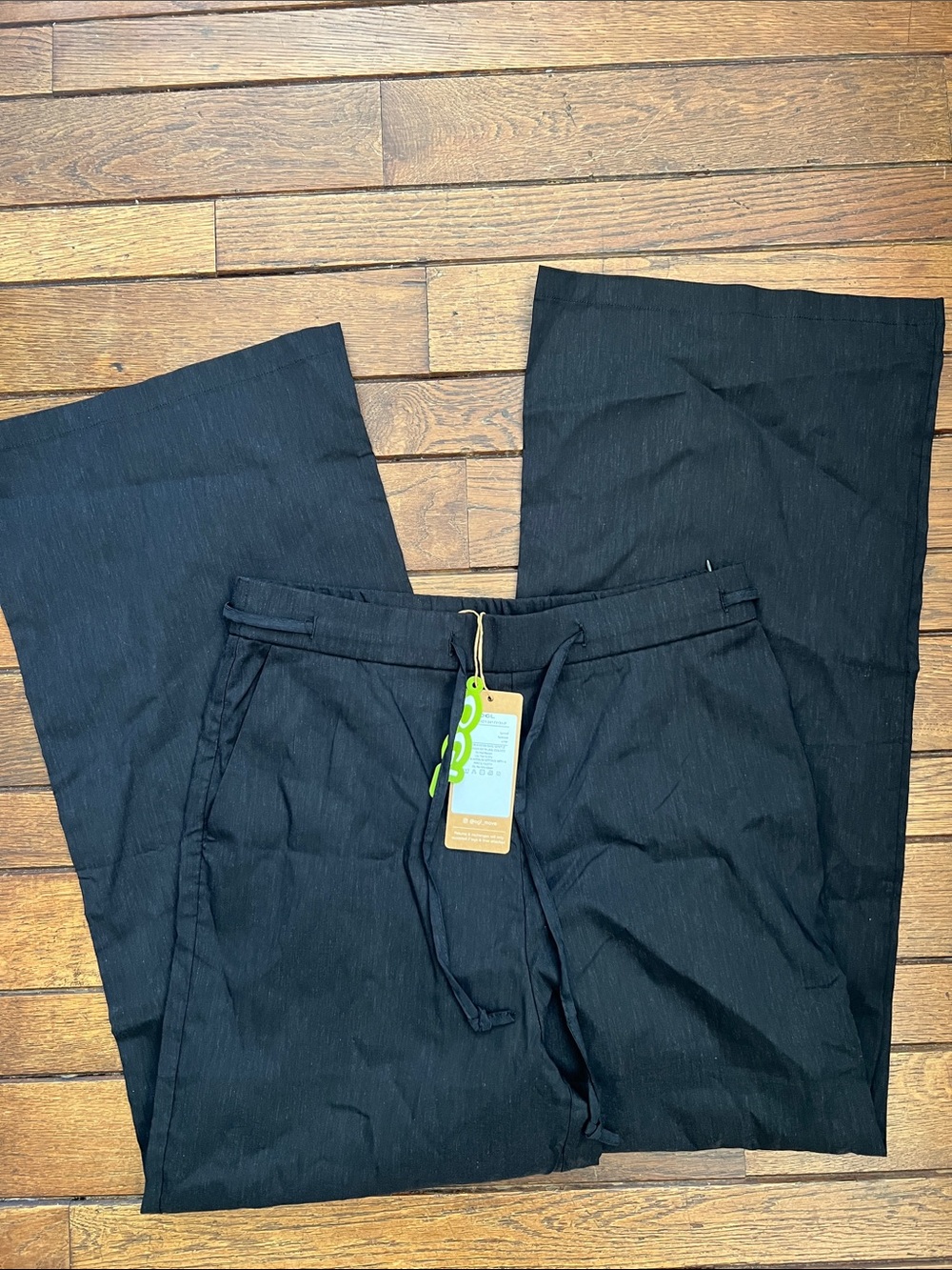 OGL Black Drawstring Wide Leg Pants with Pockets Size Medium Short NWT